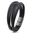 thumbnail image 4 of Pulsera para hombre, estilo vintage, multicapa, de cuero trenzado, hecha a mano, con cuerda envolvente, regalo para hombre, 1 unidad, 21 cm., 4 of 4