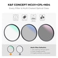 thumbnail image 2 of Kit de filtros de lentes K&F Concept 58 mm UV/CPL/ND (3 piezas), 2 of 8