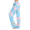 thumbnail image 4 of KHONTS Easter Egg Pajamas Pants for Women Cute Bunny Printed Elastic Waist Sleeppants Lightweight Homewear Stretchy Trousers 04-Light Blue S, 4 of 7