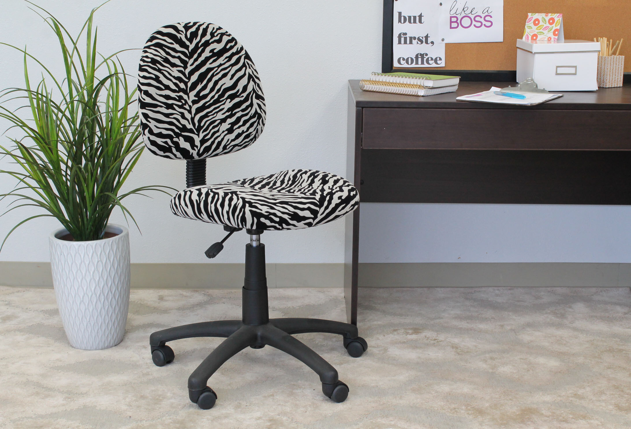 Boss Office Products Zebra Perfect Posture Delubye Modern Home Office Chair without Arms - image 2 of 9