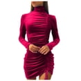 thumbnail image 1 of Robe Femme Cache-Ventre Robes pour Femmes Robe Tunique Cocktail Fête Couleur Unie Vêtements Adultes Femme Rouge Taille m, 1 of 7