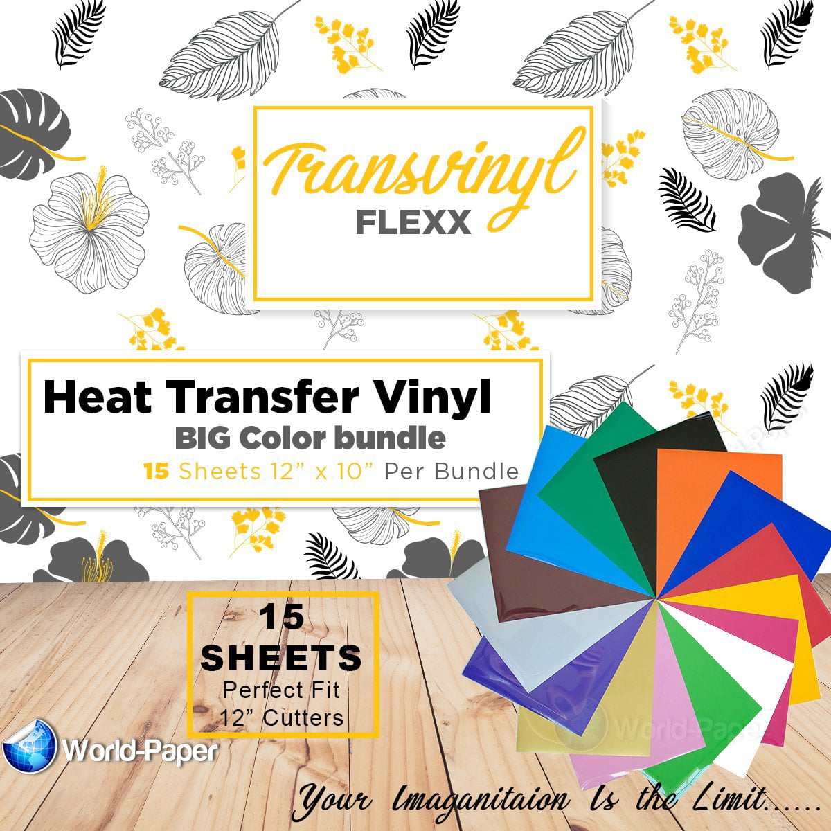 17 PCS Heat Transfer Vinyl Sheets Bundle 12"x10" HTV for DIY T-Shirt Iron-on US