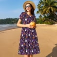 thumbnail image 4 of Fuzoiu Halloween Sweet Candy Print Womens Summer Trendy Short Sleeve Dresses,A Line Flowy Sundresses,Loose Casual Mini Beach Dress with Pockets, 4 of 6