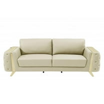 HomeRoots 90" Beige And Gold Italian Leather Sofa
