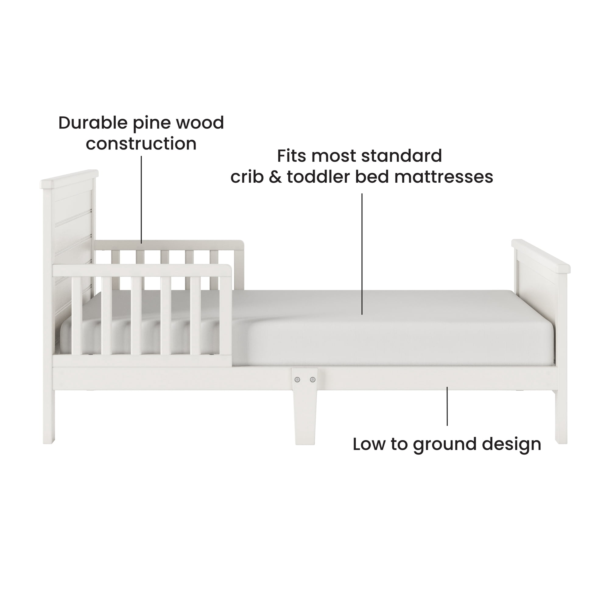 Child Craft Forever Eclectic Woodland Toddler Bed with Rails, Brushed Cotton