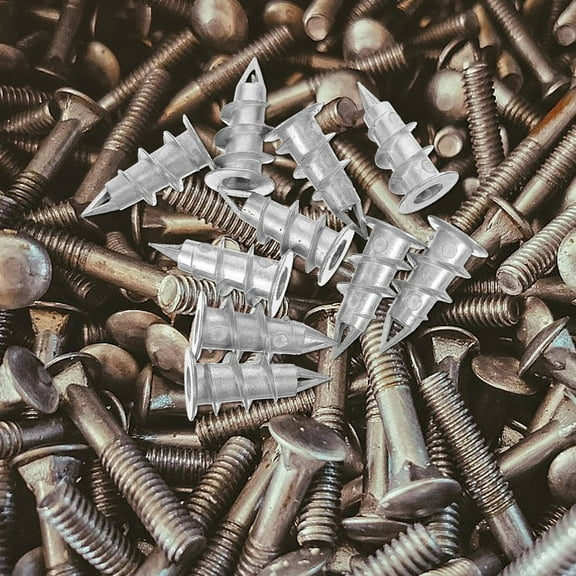 HONITANO 100Pcs Drywall Anchors Heavy Duty Zinc Alloy Cylindrical for Wall Fixtures Silver 1.1x0.6in