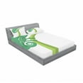 thumbnail image 3 of Ambesonne Cartoon Fitted Sheet & Pillow Sham Set, Exotic Grumpy Lizard, Twin, Green White, 3 of 3
