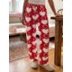 thumbnail image 4 of Pantalones de mujer para el Día de San Valentín, con estampado romántico de corazones, cintura elástica con cordón ajustable, pernera ancha y corte holgado, estilo casual para uso diario., 4 of 9