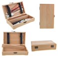US Art Supply Small Beechwood Artist Tool and Brush Storage Box with