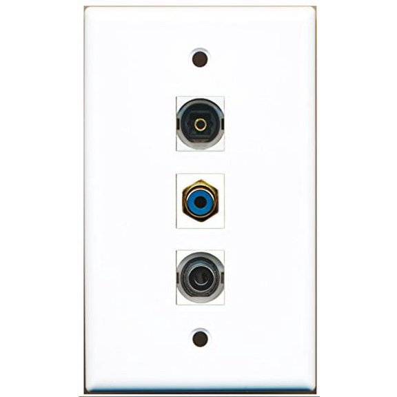 RiteAV - 1 Port RCA Blue and 1 Port Toslink and 1 Port 3.5mm Wall Plate