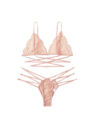  Bra Panty Set Self Design Pink Lingerie Set 1 / Fancy