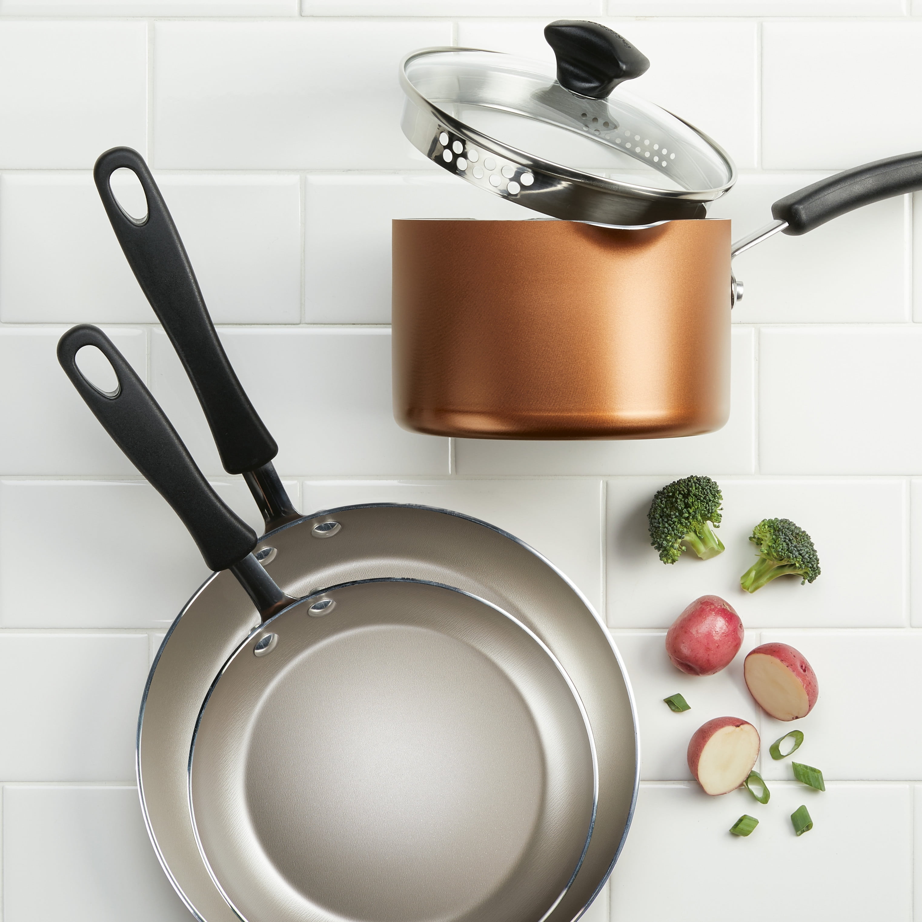  Farberware Cookstart DiamondMax Nonstick Frying Pans/Skillet  Set, Dishwasher Safe, 8.25 Inch and 10 Inch, Silver : Home & Kitchen