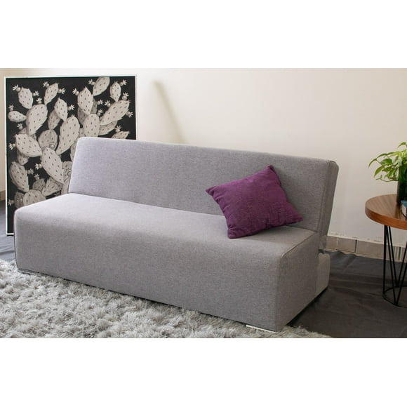 Sofá Cama Eco Clean Gris Claro M & E MUEBLES Individual 3 Posiciones