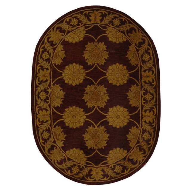 SAFAVIEH Heritage Collection 4'6" x 6'6" Oval Maroon HG314B Handmade Traditional Oriental Premium Wool Area Rug