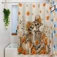 thumbnail image 4 of Shower Curtains for Bathroom-48"x72",Fall Orange Floral Skull Skeleton Waterproof Bath Curtain Grommet Shower Curtain Set with Hooks,, 4 of 9