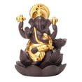 thumbnail image 1 of EeaseMX Quemador de incienso de cerámica con reflujo de Buda Ganesha, figura hecha a mano, estatua de dios elefante, soporte de incienso dorado para el hogar, 1 of 7