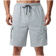 thumbnail image 2 of Men's Athletic Cargo Shorts 9" Inseam Jersey Style Short Sweat Pants with 4 Pockets Loose Fit for Workout Basketball Running Heathered Knee Length Activewear, 2 of 6