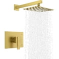 thumbnail image 2 of Brushed Gold Shower Faucet, Modern Square Shower Head and Handle Set, Bathroom Rainfall Shower System Wall Mount, KE-6024B-4 (Including Shower Valve), 2 of 4