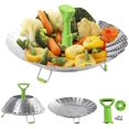 thumbnail image 1 of El vaporizador de ollas, el vaporizador plegable es adecuado para peces de diferentes tamaños, con pies antideslizantes y manijas anti-escaldado, como verduras, huevos, pescado Usw (18-28cm. Afortunado Sencillez, 1 of 5