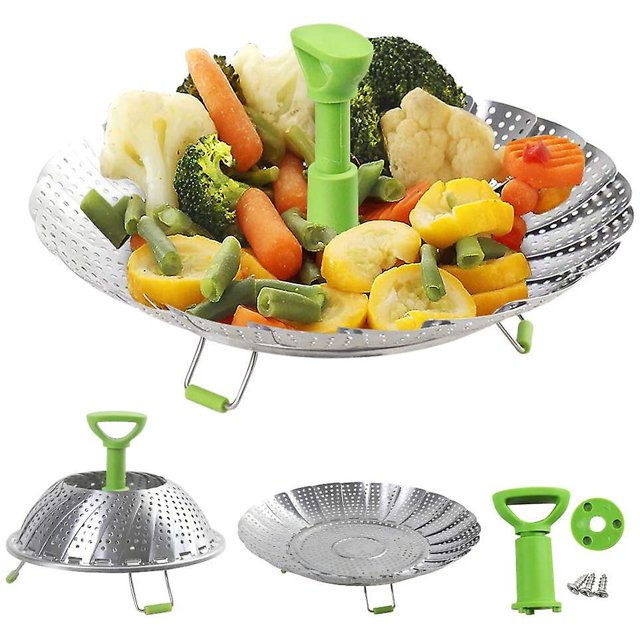 El vaporizador de ollas, el vaporizador plegable es adecuado para peces de diferentes tamaños, con pies antideslizantes y manijas anti-escaldado, como verduras, huevos, pescado Usw (18-28cm. Afortunado Sencillez