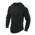 thumbnail image 1 of LUOGENLI Chandails à Capuche pour Hommes Graphique Drapeau Hommes Printemps et Automne Mode Décontractée Uni à Lacets à Capuche Manches Longues Chandail à Fermeture Éclair Chandails à Capuche pour Hommes Noir Taille TTTG, 1 of 7