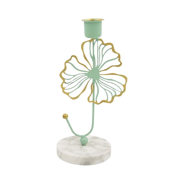 Candelabros de base de mármol para velas de té, candelabros de repisa, candelabros cónicos para hojas verdes