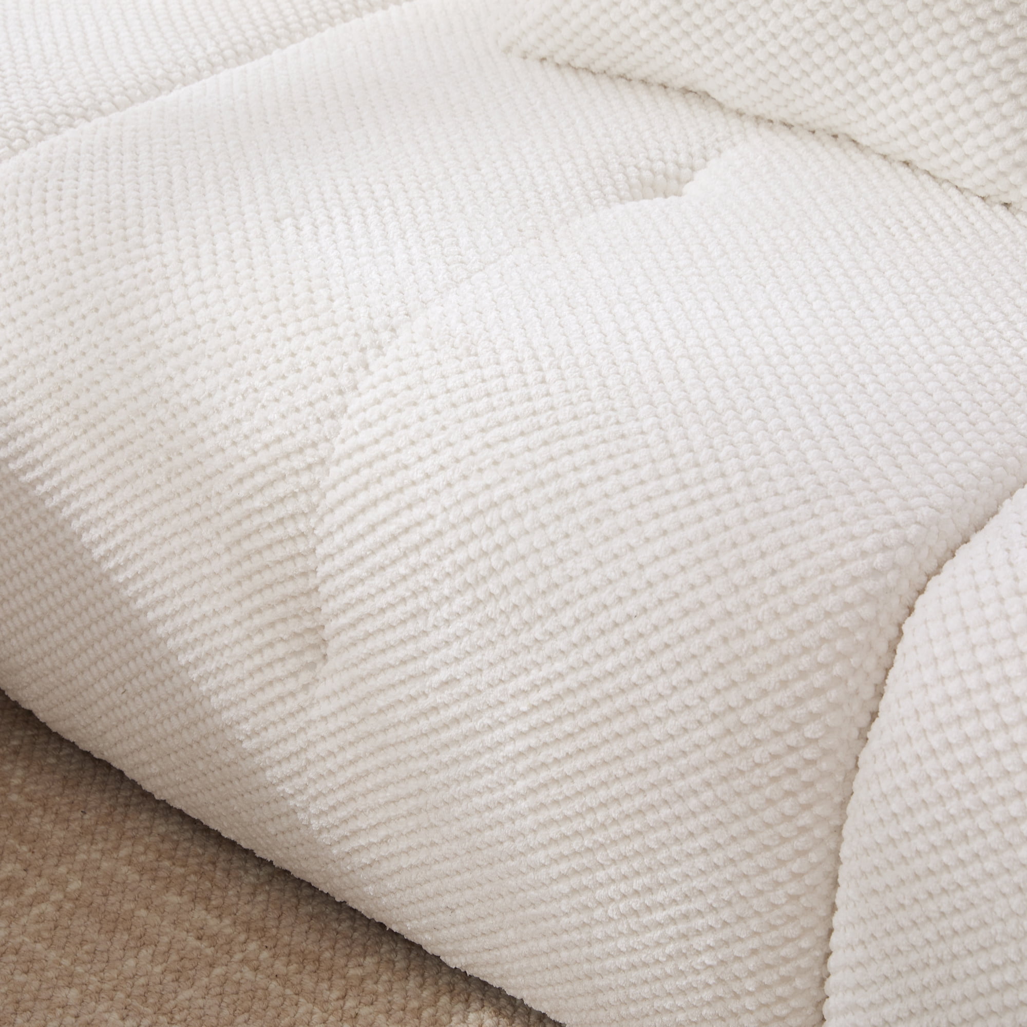 Noble House Marford 73" Modular Cloud Loveseat, Fuzzy Fabric Floor Sectional Sofa with Pillows, All-Foam, Ivory