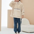 thumbnail image 5 of Defitshape Women's Long Sleeve Shirt Pants Set Ladies Cute Fuzzy Fleece Pajamas 2 Piece Pjs Winter Fall Warm Thermal Loose Baggy Oversized Plush Lounge Set Fluffy Loungewear Beige Large, 5 of 5