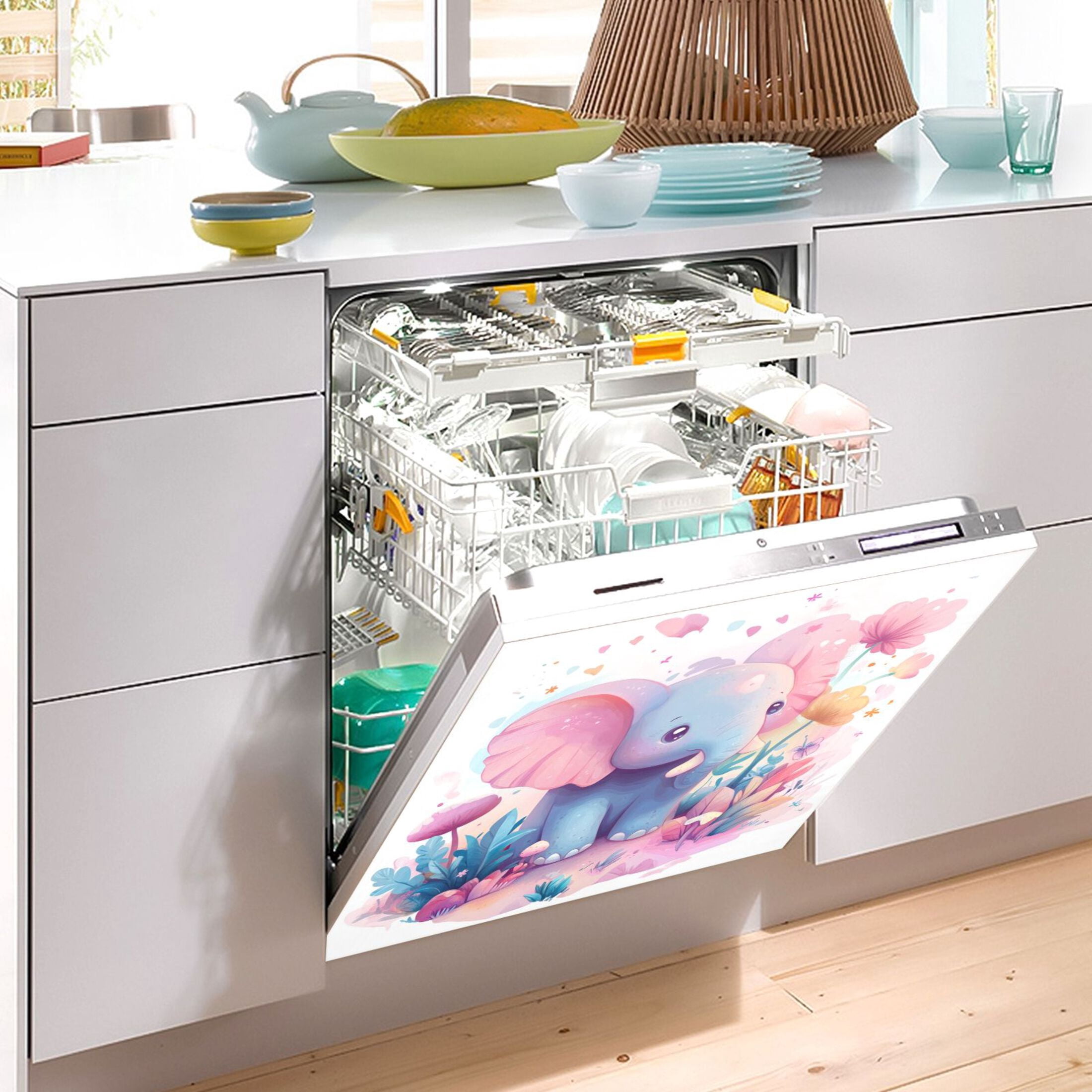 Dishwasher Magnetic Sticker 23x26 Inch Refrigerator Magnetic Sticker Washing Machine Magnetic Sticker Kitchen Panel Magnetic Sticker Home Decor Pink Blue Image