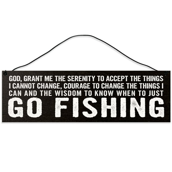 Sawyer's Mill - Fishing Serenity Prayer. Real wood sign crafted from maple with a wire for hanging. Measures 3 inches x 10 inches and makes a great gift.