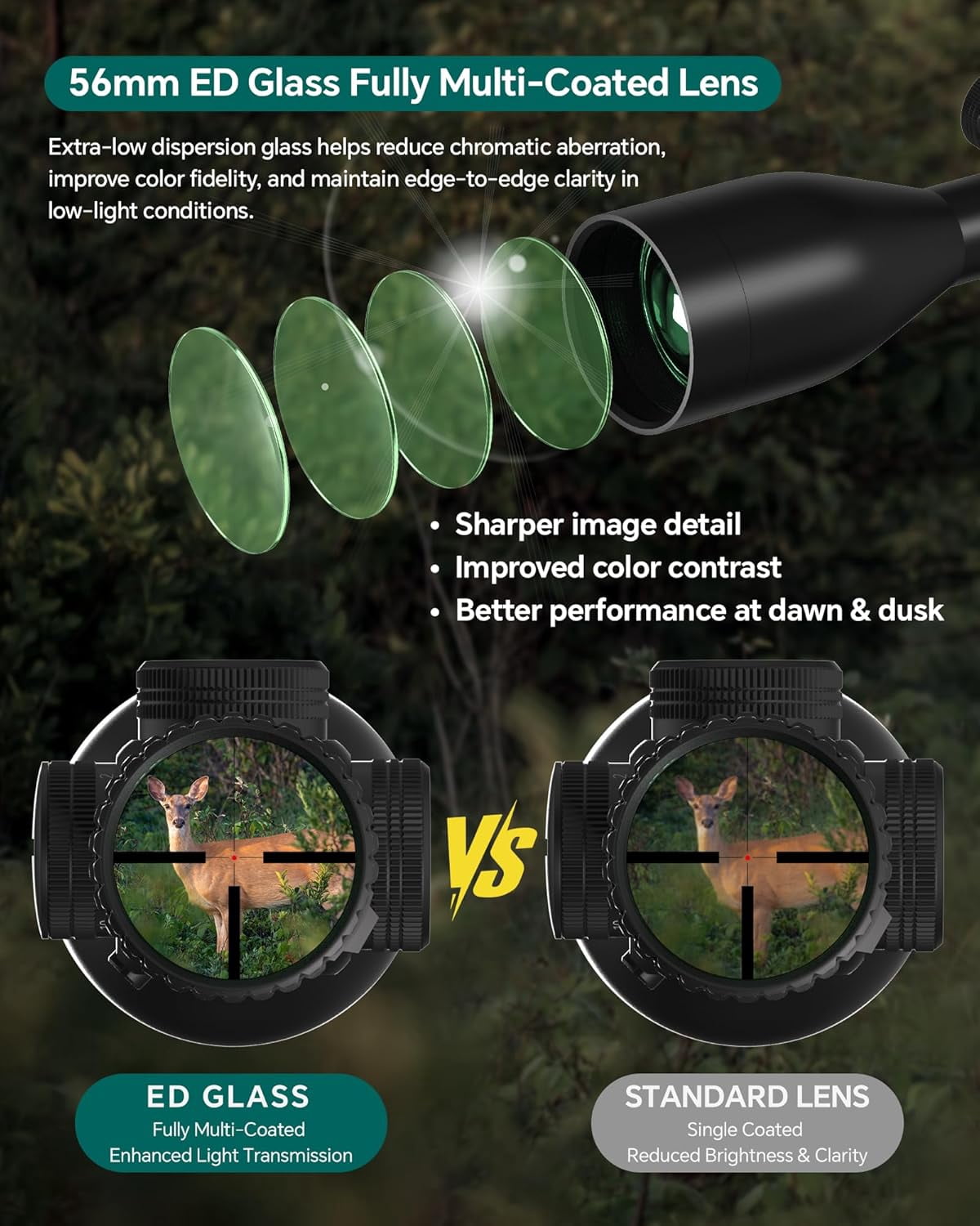 Aquilifer HT 3-12x56 SFP Rifle Scope, Red-Illuminated Mil Dot Reticle, 1/10 MRAD Turrets, 30mm Tube, Low-Light Hunting Optic, Waterproof Fogproof Shockproof Riflescope