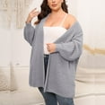 thumbnail image 4 of Sakmal Fall Winter Womens Cardigan Sweaters Open Front Plus Size Casual Tunic Cardigan Long Gray Sweater, 4 of 6