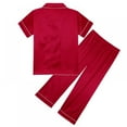 thumbnail image 2 of Xmarks Kids Satin Short Sleeve Top and Long Pants 2 Pieces Pajamas Sleepwears Set Button Down PJs Sets Soft Lounge Sets Short Sleeve Sleepwear 5-14T, 2 of 7