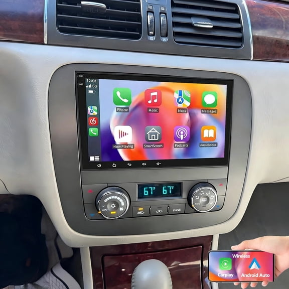 Eforcase Car Stereo Radio for Buick Lucerne 2006-2011 with Wireless Carplay Android Auto, 8" IPS Touch Screen Car Radio with GPS Navi/Bluetooth/WiFi/Mirror Link/FM/Backup Camera/SWC