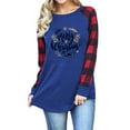 thumbnail image 1 of Women Merry Christmas Checkered Long Sleeve Round Neck Shirt, 1 of 2