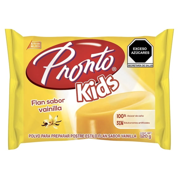 Polvo para preparar gelatina Pronto Kids sabor flan vainilla 120 grs