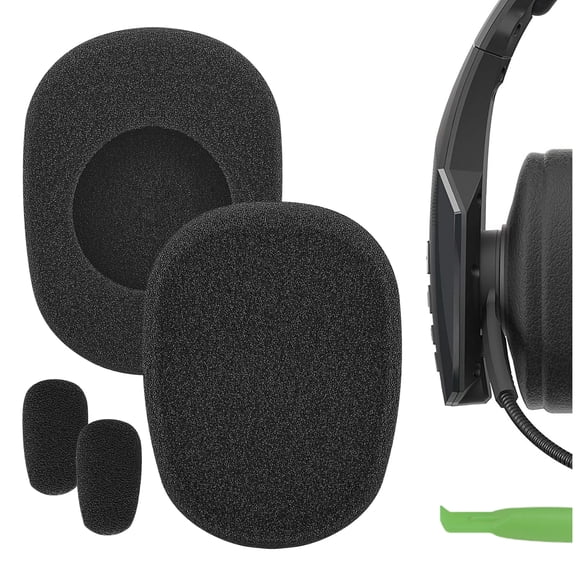 Geekria Comfort Foam Replacement Ear Pads and Mic Windscreen Set Compatible with BlueParrott B450-XT Headphones (Black)