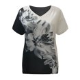 thumbnail image 3 of Women Summer Flower Printing Short Sleeves V-Neck Loose T-Shirt Blouse Tops, 3 of 7