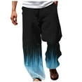 thumbnail image 2 of Herrnalise Men's Joggers Cargo Pants Summer Casual Fashion Gradient Printing Elastic Waist Straight Trousers Ripped Denim Pants for Men For Blue,3XL, 2 of 5