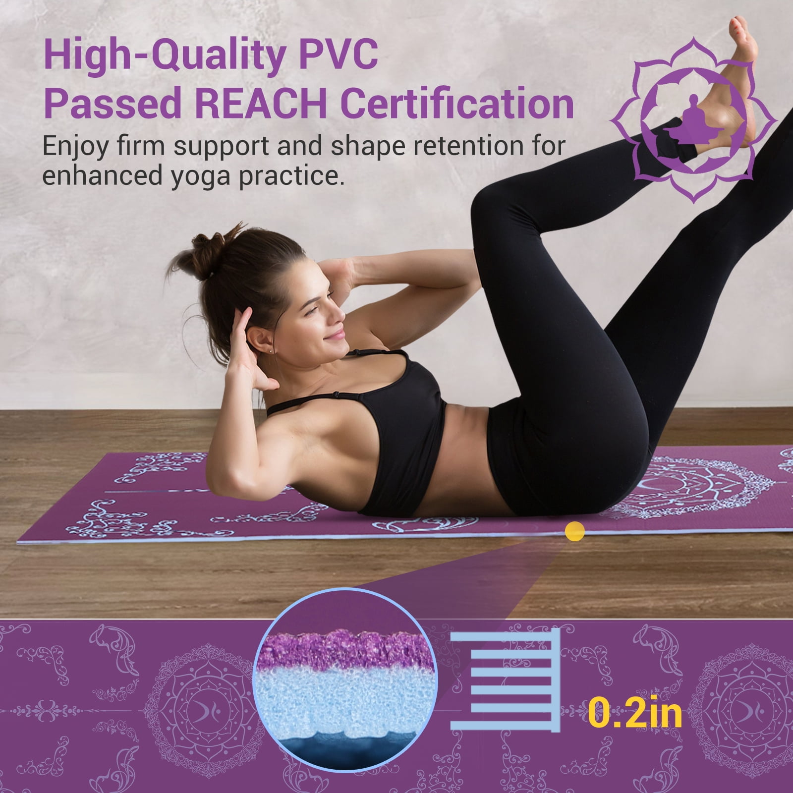 Avoalre Yoga Mat, Foldable 72" x 24" x 1/5" Double Sided Non-Slip Mat with Bag, Thick Yoga Mat for Workout Fitness Pilates Stretching