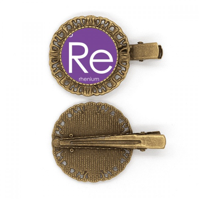 Chestry Éléments Période Table Transition Métaux Rhénium Re Coiffure Broche Cheveux Clip Barrette