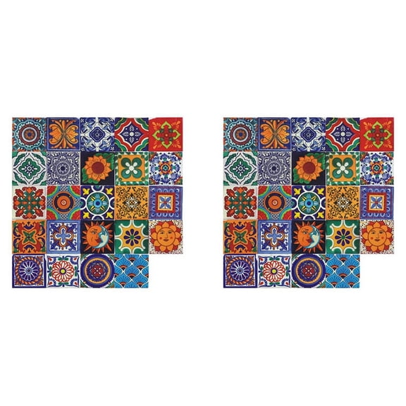 48PCS Self Adhesive Mosaic Brick Tile 3D Sticker Kitchen Bathroom Wall Stickers -10X10cm,48 x Wall Stickers,As Shown