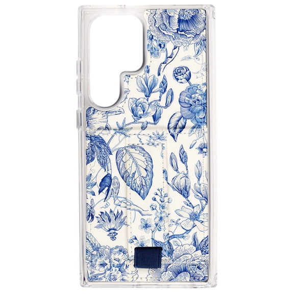 Walli Cases Samsung S23 Phone Case with Wallet and Finger Strap - Blue Willow