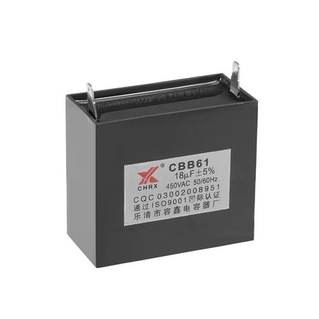 

Uxcell 60x53x30mm 18uF 450V AC Single Insert CBB61 Ceiling Fan Run Capacitor