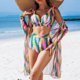 thumbnail image 1 of WILLBEST Traje de Baño Dama conjuntos de Bikini de 3 Piezas para Mujer Trajes de Baño Vintage con Estampado Floral Trajes de Baño con Cubiertas de Manga Larga, 1 of 7