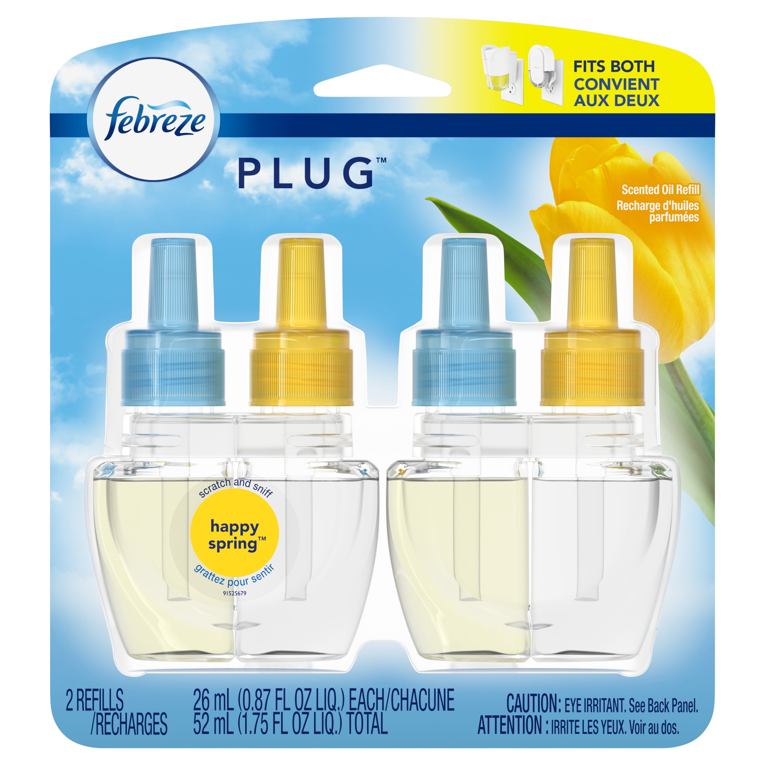 Febreze Plug Air Freshener, Scented Oil Refills, Happy Spring, 2 Count