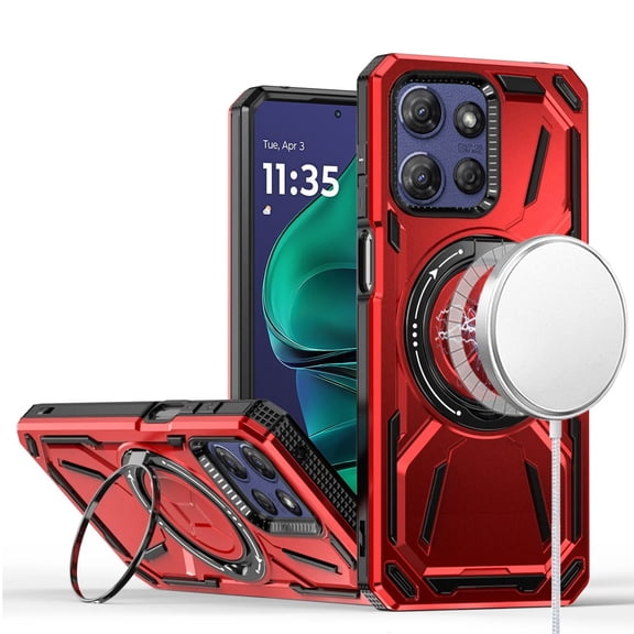 XPM for Motorola Moto G Stylus 5G 2025 Phone Case, Hybrid Magnetic Ring and 360° Rotational Kickstand with MagSafe Compatible, Military Grade Drop Protection Cover for Moto G Stylus 5G 2025 (Red)