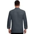 thumbnail image 3 of Men's and Women's Chef Coat, Long Sleeve Button Front Waterproof Oil-Resistant Professional Kitchen Uniform for Restaurant Hotel,Gray XL, 3 of 3