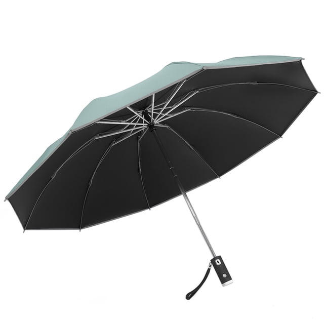 Travel Umbrella Windproof Compact Umbrella Portable Windproof Compact Travel Umbrella Led Flashlight Handle Auto Umbrella with Reflective Tape Aluminum Alloy Umbrella Holder