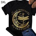 thumbnail image 2 of Femmes T-shirt Imprimé Manches Courtes Top Col Rond Été Manches Courtes Casual Chemisier, Noir, 3XL, 2 of 5